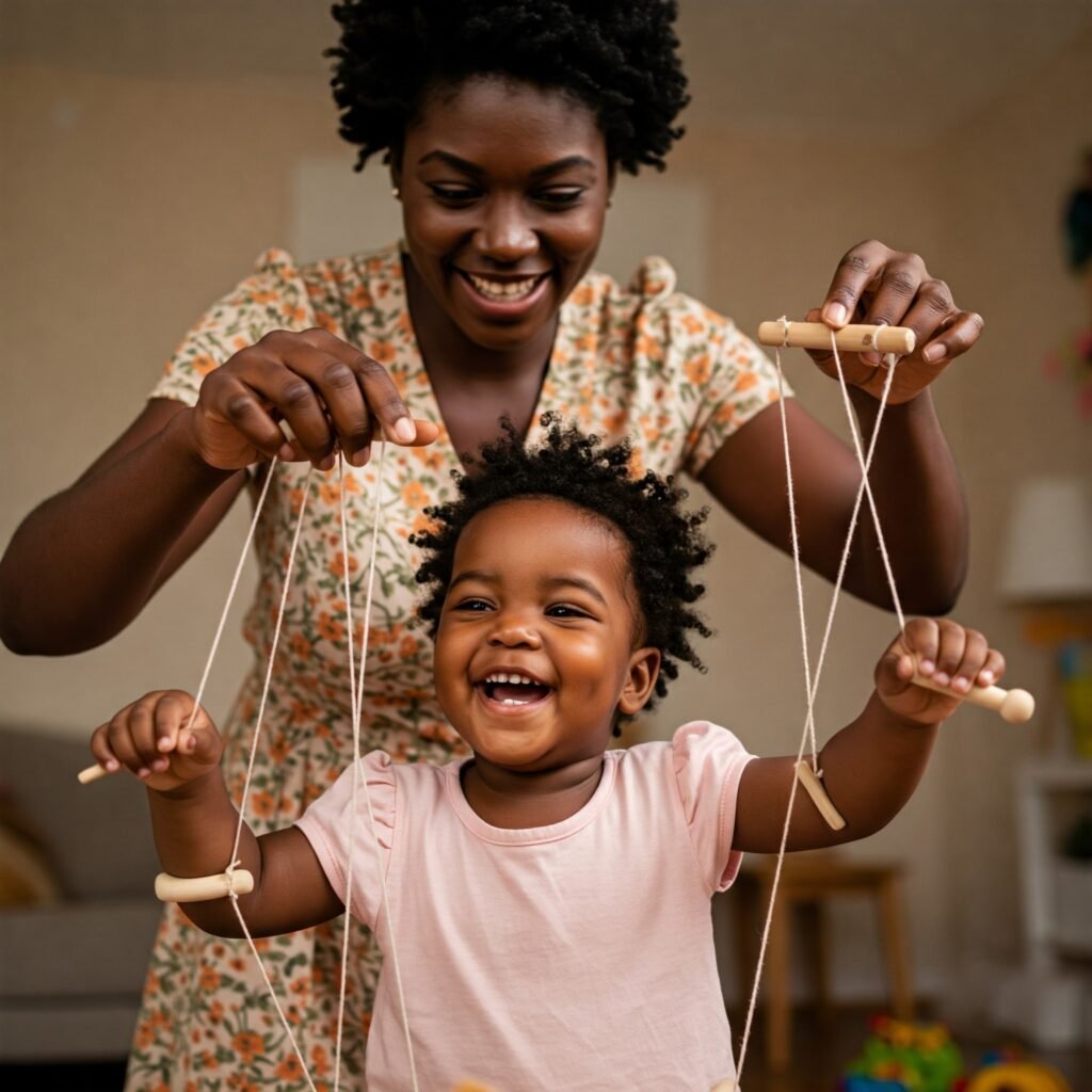 mother puppeting child